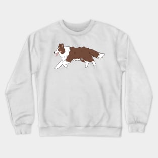 Cute running brown border collie illustration Crewneck Sweatshirt